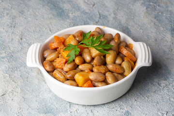 Cranberry Bean Stew Turkish Barbunya Pilaki, Potato and carrot pinto beans (Turkish name; patatesli...