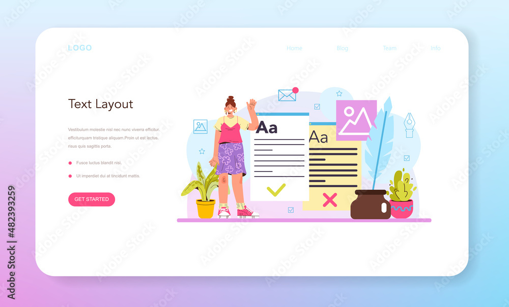 Poster copywriter web banner or landing page. writing texts and layout