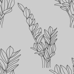 Trendy minimalist seamless botanical pattern with line art composition
