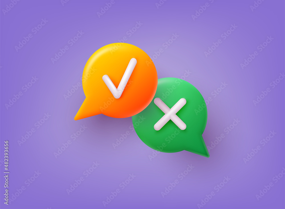 Aufkleber survey reaction icons. simple marks graphic design. circle symbols yes and no button for vote, decis