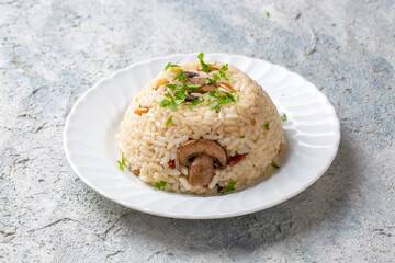 Mushroom rice pilaf, Turkish name; Mantarli pirinc pilavi.
