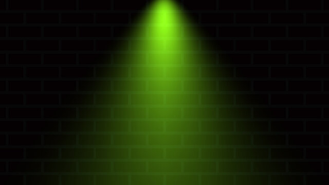 Empty brick wall with green neon light with copy space. Lighting effect green color glow on brick wall background. Royalty high-quality free stock photo image of blank, empty background for design