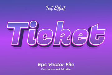 Ticket text effect. editable and easy to use. premium vector