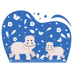 Africa Animal Hippopotamus Nature Zoo Childish
