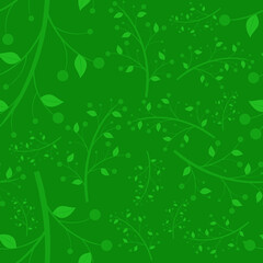 Seamless Leaf Pattern - Abstract Green Plant Background Vector