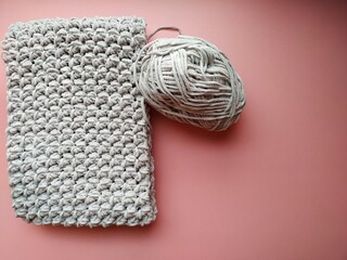 needlework.  handmade gifts for christmas.  knitting a scarf.  Christmas presents. knitting.  knitting attributes.  handicraft advertising.