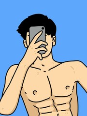 Fototapeta premium cute man cartoon on blue background