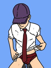 cute man cartoon on blue background