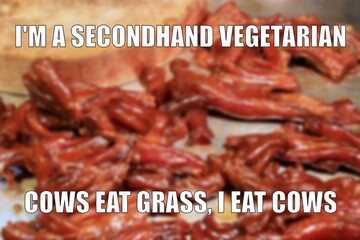 Secondhand vegetarian meme - obrazy, fototapety, plakaty