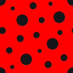 Ladybug seamless vector pattern. Seamless pattern with red background and black spots.