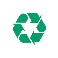 Obraz premium Recycle green color icon. Recycling symbol. Reuse rotation arrow. Eco friendly, environment concept. Flat isolated sign for: illustration, logo, app, banner, web design, dev, ui, gui. Vector EPS 10