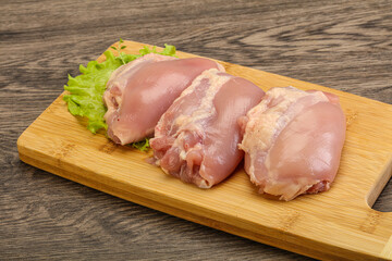 Raw chicken boneless and skinless leg
