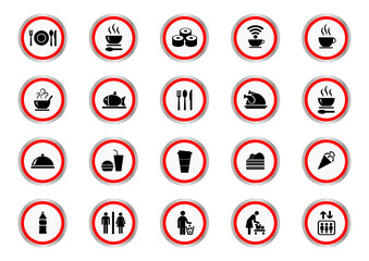 Food icons set, vector illustration