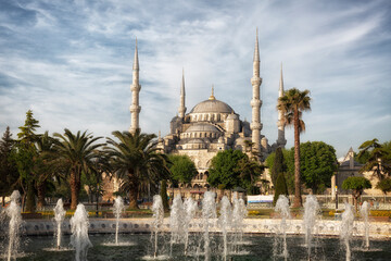 Sultan Ahmed Mosque (Blue mosque) in Istanbul in the  summer, Turkey