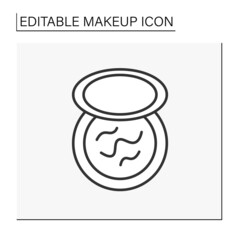  Blush line icon. Cosmetic product. Organic blush for making cheeks pink. Makeup concept. Isolated vector illustration. Editable stroke