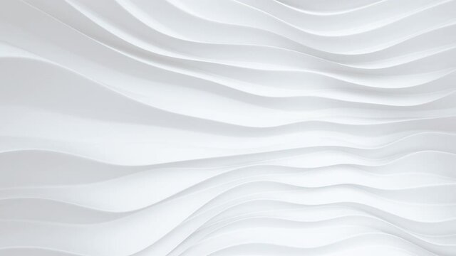 Abstract white background with smooth lines. Seamless loop 3D render animation