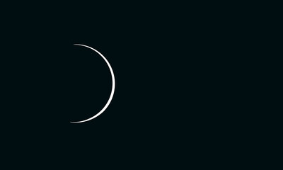 Dark mysterious white crescent glowing in deep dark black space. Minimal and simple digital illustration. Astrological celestial concept, orbit. Great as background, blank, decorative cover print. - 482400277