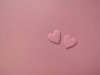 Valentine's Day background. Pink hearts on pink background. copy space. Valentines day concept.