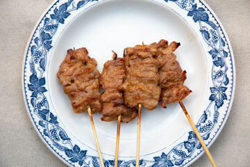 Grilled pork on a plate. looks delicious