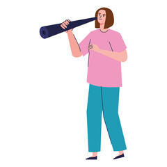 Fototapeta premium woman searching with telescope