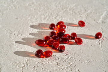 Red krill oil pills - healthy nutritional supplement