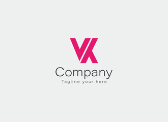 Abstract Initial Letter WK VK Logo. Pink Letter VK WK isolated on White Background. Suitable for Business, Branding, Identity and Technology Logos. Flat Vector Logo Design Template Element.