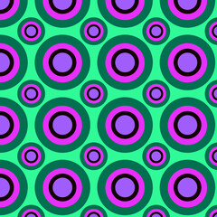 Large and small circles Bright colors Seamless geometrical pattern Retro Vintage design