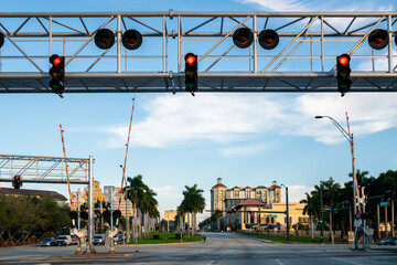 Red Traffic Sign at Palm Beach, Florida, taken in December, 2018