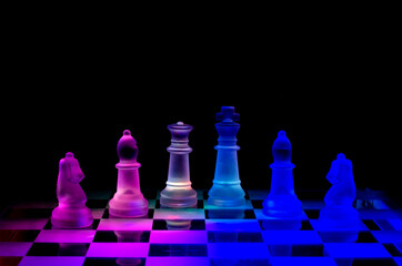 Glass chess on glass chessboard	