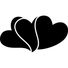 Three Hearts Glyph Icon Vector