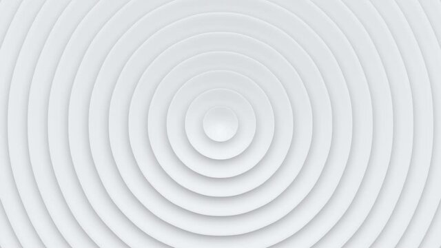 White circles abstract background. Clean modern graphic design. Seamless loop 3D render animation