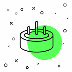 Black line Swimming pool with ladder icon isolated on white background. Vector