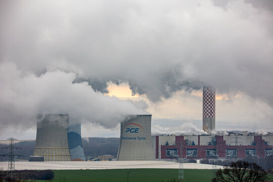 Coal power plant in Turów. Picture taken on a cloudy day, soft light.