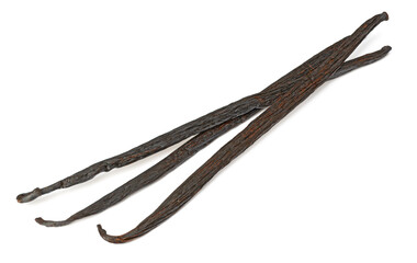 Obraz premium Dried vanilla pods isolated on the white background.