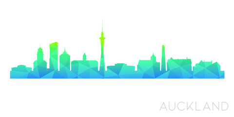 Auckland, New Zealand Low Poly Skyline Clip Art City Design. Geometric Polygon Graphic Horizon Icon. Vector Illustration Symbol.