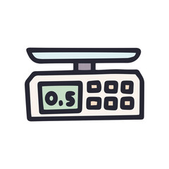 compact bench scales color vector doodle simple icon