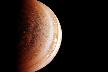Planet Jupiter on a black background. Elements of this image furnished by NASA