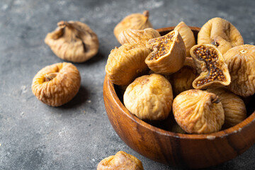 Delicious dried figs in a bowl. Healthy food