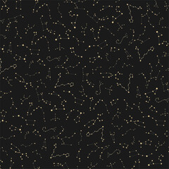 Background vector space image with a pattern of constellations and stars