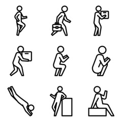 people movement illustration set with modern style