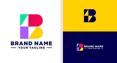 LETTER B LOGO BOLT NEGATIVE SPACE GEOMETRIC EDITABLE © famstudio