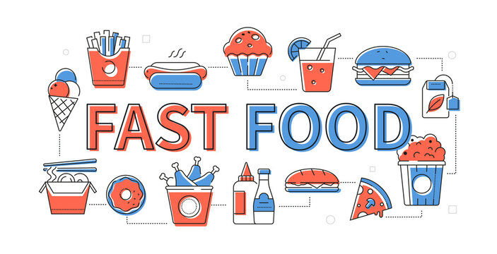 Fast food - line design style modern banner