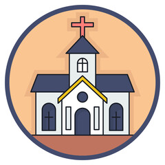 Religious Building Concept, Church Facade Vector Icon Design, urban and suburban house Symbol, Real Estate and Property Sign, Apartment and Mortgage Stock illustration