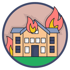 Fireproof Homes Concept, heat resistant home Vector Icon Design, urban and suburban house Symbol, Real Estate and Property Sign, Apartment and Mortgage Stock illustration