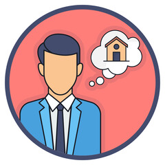Thinking about Custom Design Home Vector Icon Design, urban and suburban house Symbol, Real Estate and Property Sign, Apartment and Mortgage Stock illustration, Dream House Concept