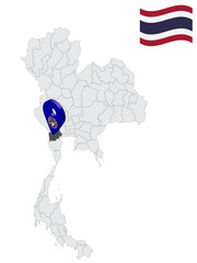 Location of  Ratchaburi Province on map Thailand. 3d Ratchaburi flag map marker location pin. Quality map with Provinces of  Thailand for your web site design, app, UI. EPS10.