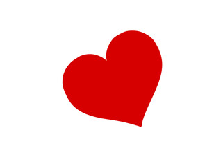Bright red heart on a white background. Isolated object