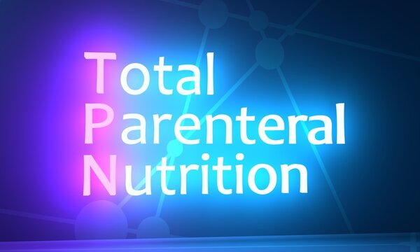 TPN mean Total Parenteral Nutrition medical acronym. Neon shine text. 3D render