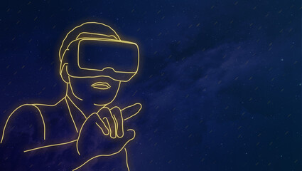 Man using virtual reality simulator VR goggles virtual reality metaverse