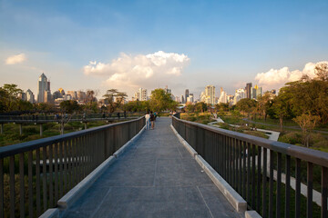 Benjakitti Forest Park, is new landmark and public park in downtown of Bangkok, Thailand